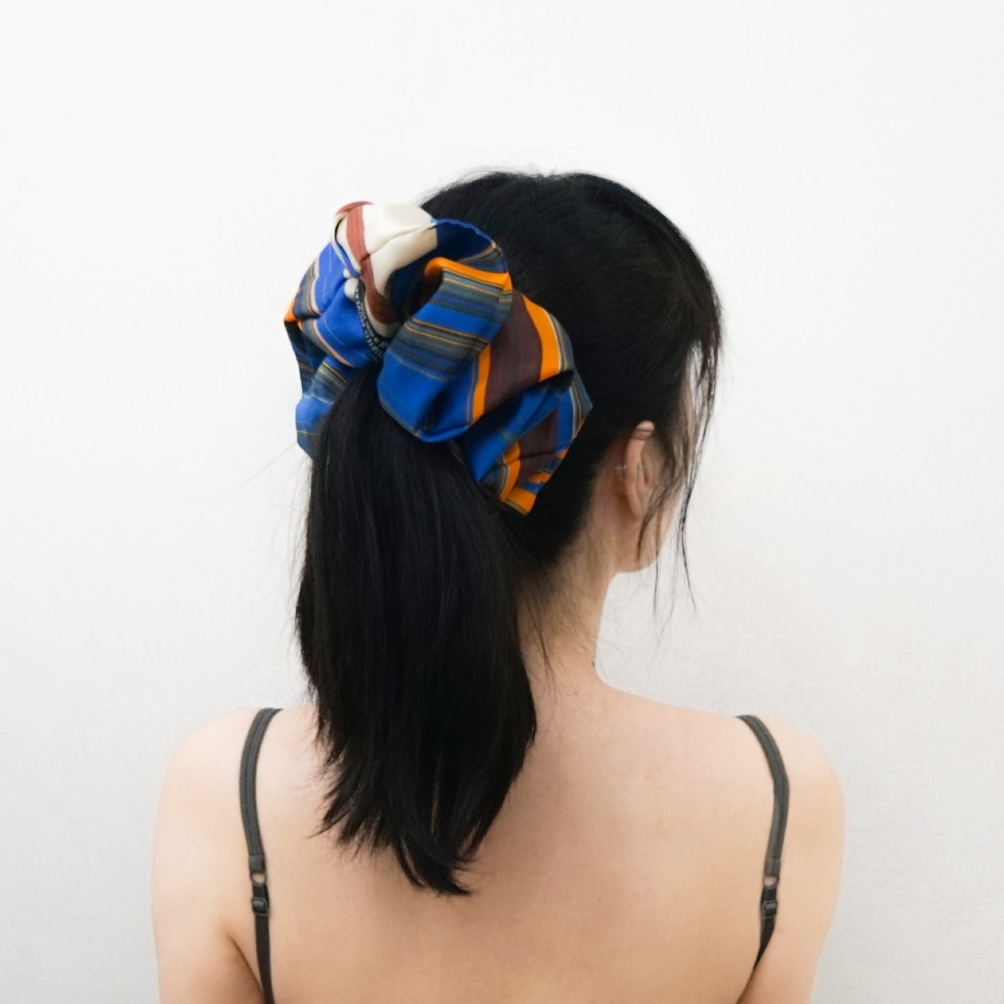 Invisibilis Moveré Premium statement silk scrunchie - Stripy - Size Extra Large - Made in Hong Kong - 真絲髮圈 - 香港製造